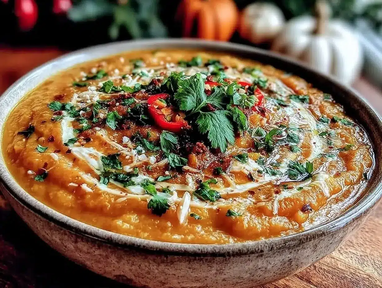 Einfache Erntedank Kürbissuppe mit Ingwer und Kokos: So geht’s perfekt 4 einfache Erntedank Kürbissuppe mit Ingwer und Kokos preparation steps