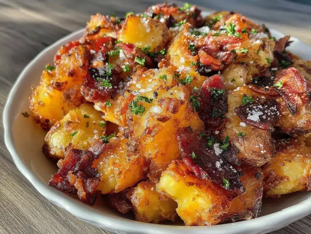 einfache knusprige Bratkartoffeln mit Speck - featured image