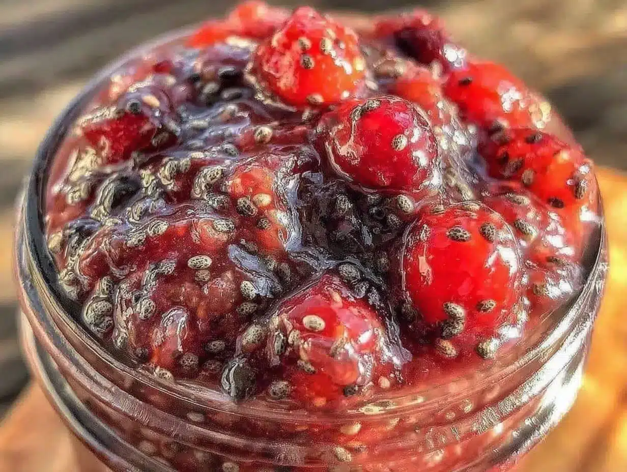 Einfache zuckerfreie Beeren-Chia Marmelade: 5-min Ergebnis 4 einfache zuckerfreie Beeren-Chia Marmelade preparation steps