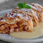 Einfacher Apfelstrudel mit Vanillesauce - featured image