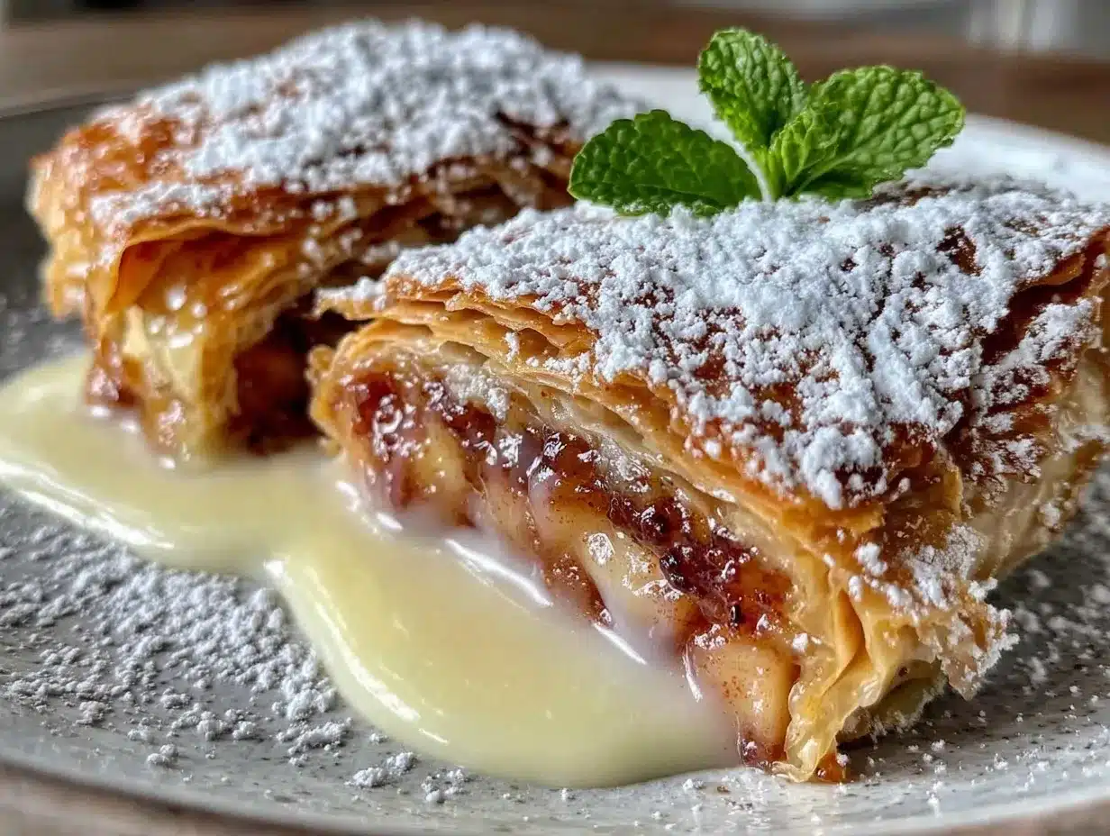 Einfacher Apfelstrudel mit Vanillesauce: 3 Zutaten, nie schief 4 Einfacher Apfelstrudel mit Vanillesauce preparation steps