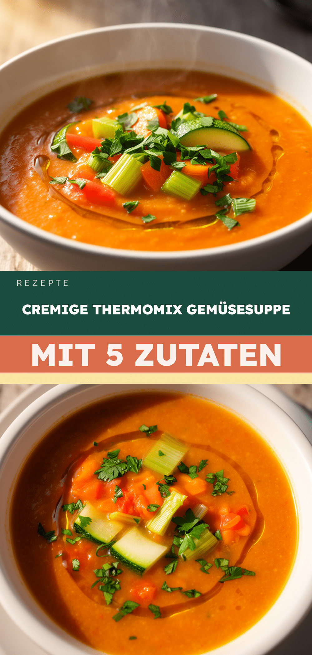 Cremige Thermomix Gemüsesuppe: 5 Zutaten in 15 Min 5 cremige Thermomix Gemüsesuppe recipe