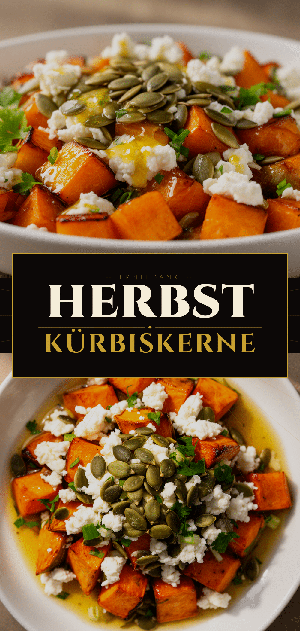 Cremiger Herbstsalat mit Feta & Kürbiskernen: 5 Min 5 Cremiger Herbstsalat mit Feta und Kürbiskernen recipe