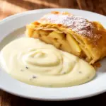 Knuspriger Apfelstrudel mit Vanillesauce - featured image