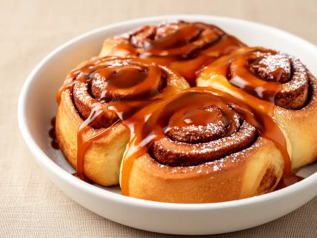 Overnight Zimtschnecken mit Karamellsauce - featured image