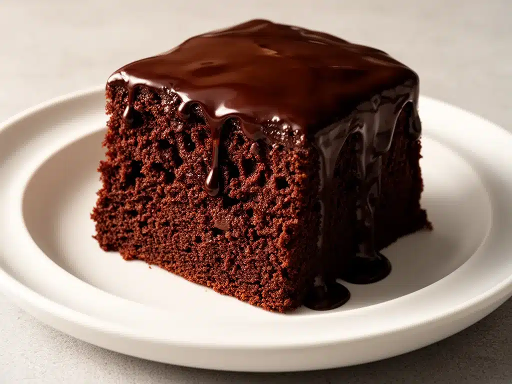 ultra-saftiger Schokoladenkuchen mit Ganache - featured image