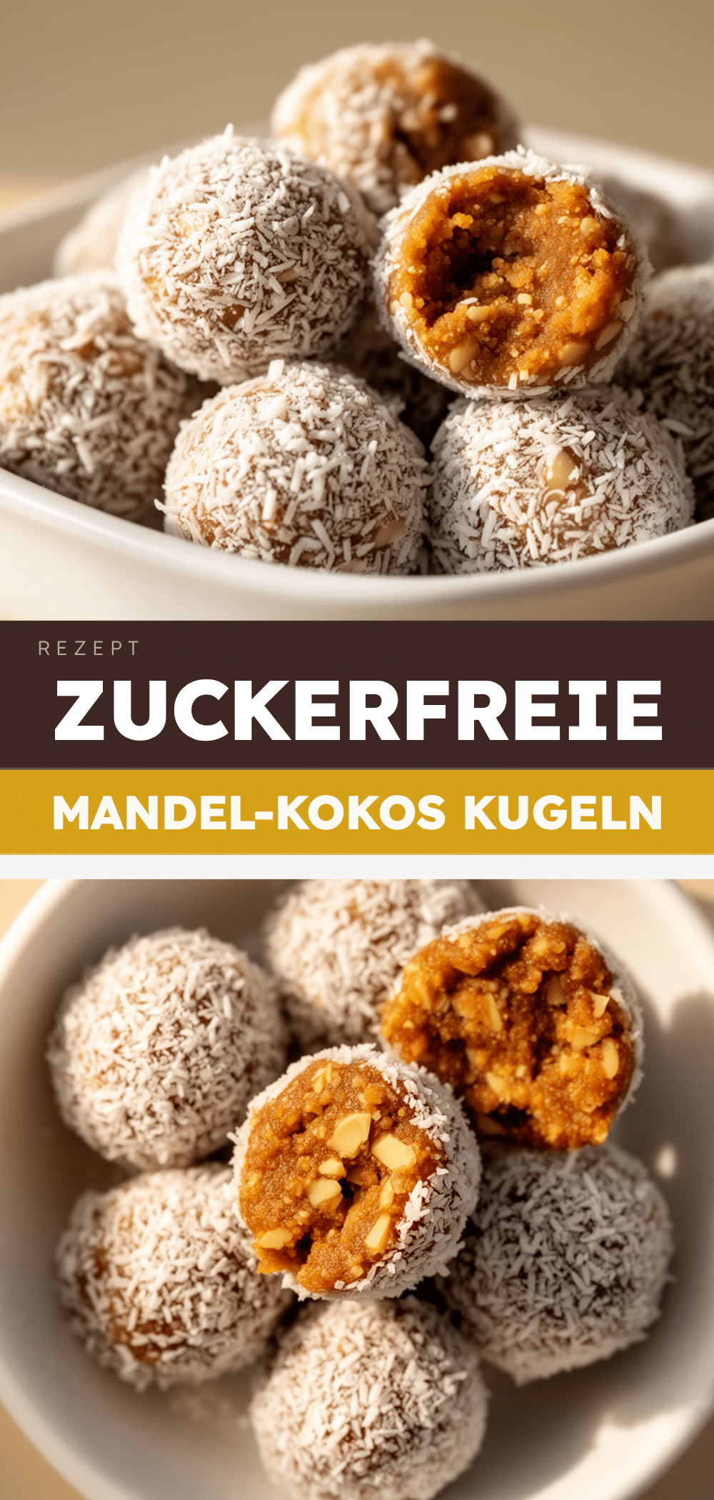 Zuckerfreie Mandel-Kokos Kugeln: 5 Min. Low Carb Snack 5 Zuckerfreie Mandel-Kokos Kugeln recipe